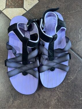 JSport by Jambu Lavender and Black Strappy Sport Sandals